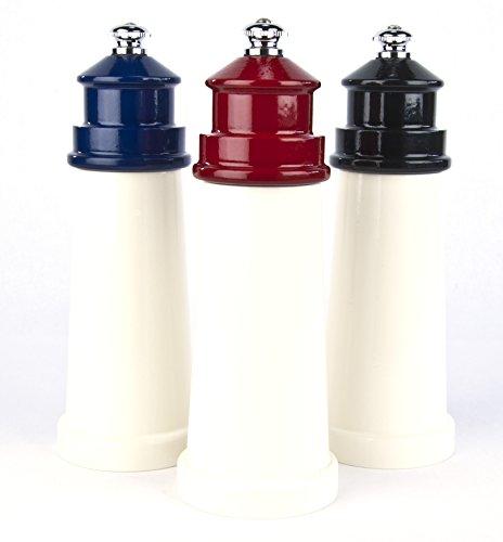 Fletchers Mill Fletchers' Mill Lighthouse Salt Mill, White/Cobalt - 6 Inch, Adjustable Coarseness Fine to Coarse, MADE IN U.S.A.