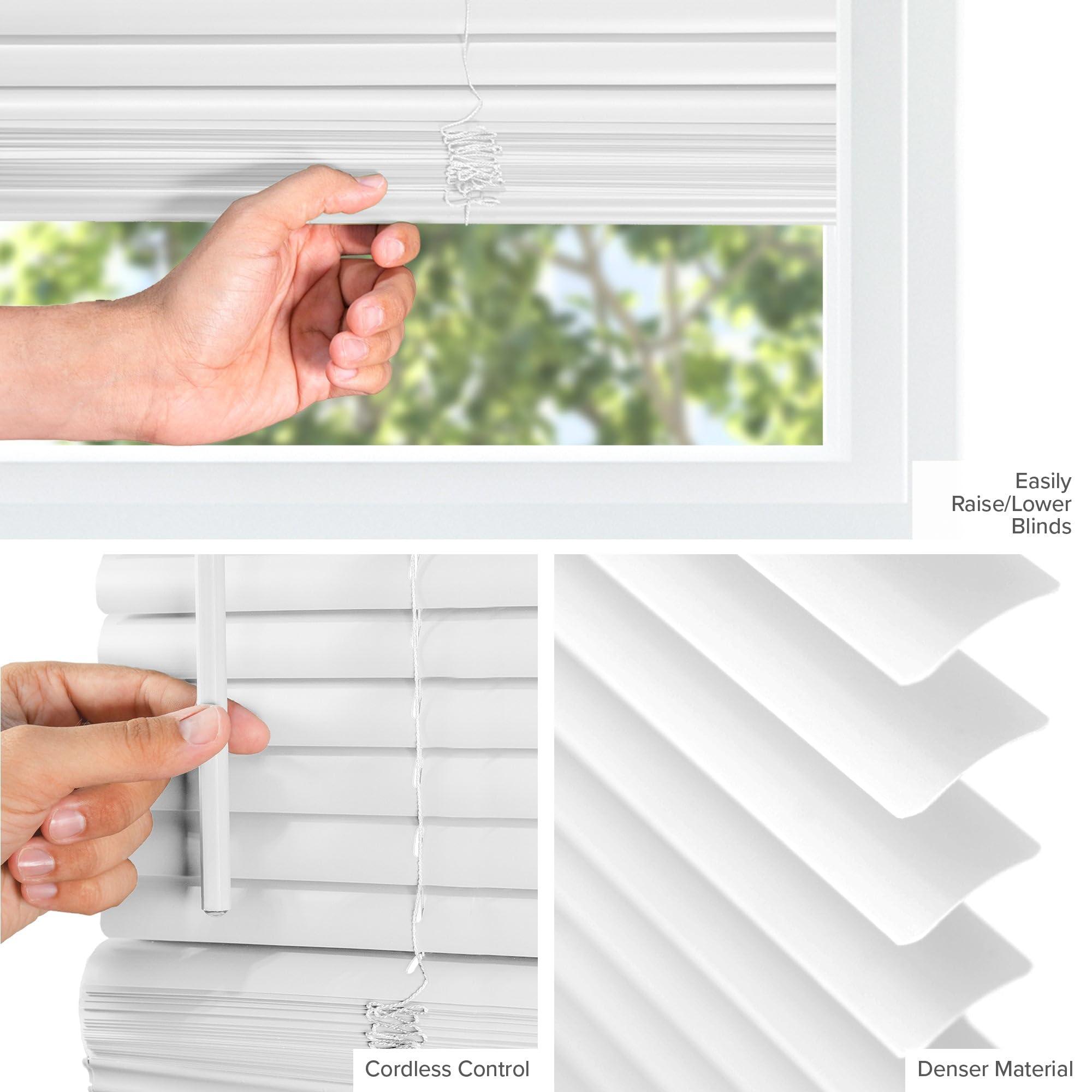 CHICOLOGY CHICOLOGY Cordless Mini Blinds, 1-Inch Slats, Vinyl Window Shades, Room Darkening & Privacy, Easy Install - Ideal for Windows, Doors, Campers - Midnight White, 56.75" W x 60" H