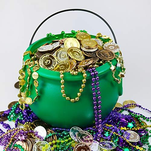GiftExpress GIFTEXPRESS 8\" Green Cauldron Kettle for St Patrick Day, Mardi Gras, Halloween, Pot of Gold Pot, Lucky Leprechaun Pot, Plastic Cauldron