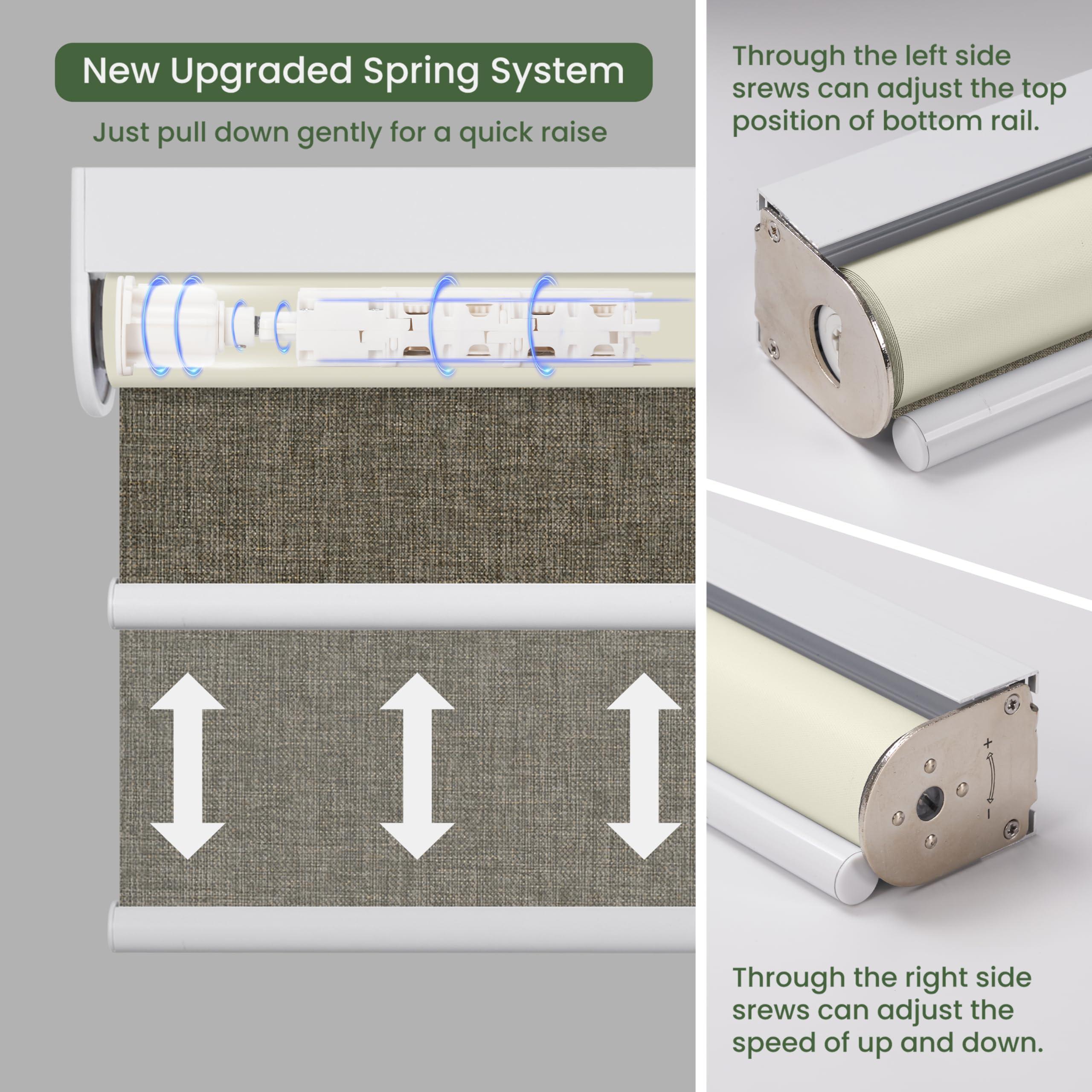 HOTSOON HOTSOON Blackout Cordless Roller Blinds for Indoor Windows, Natural Linen Fabric Roller Shades Thermal Insulated roll up shades UV Protection Privacy Blinds, Brown, 55" W x 72" H