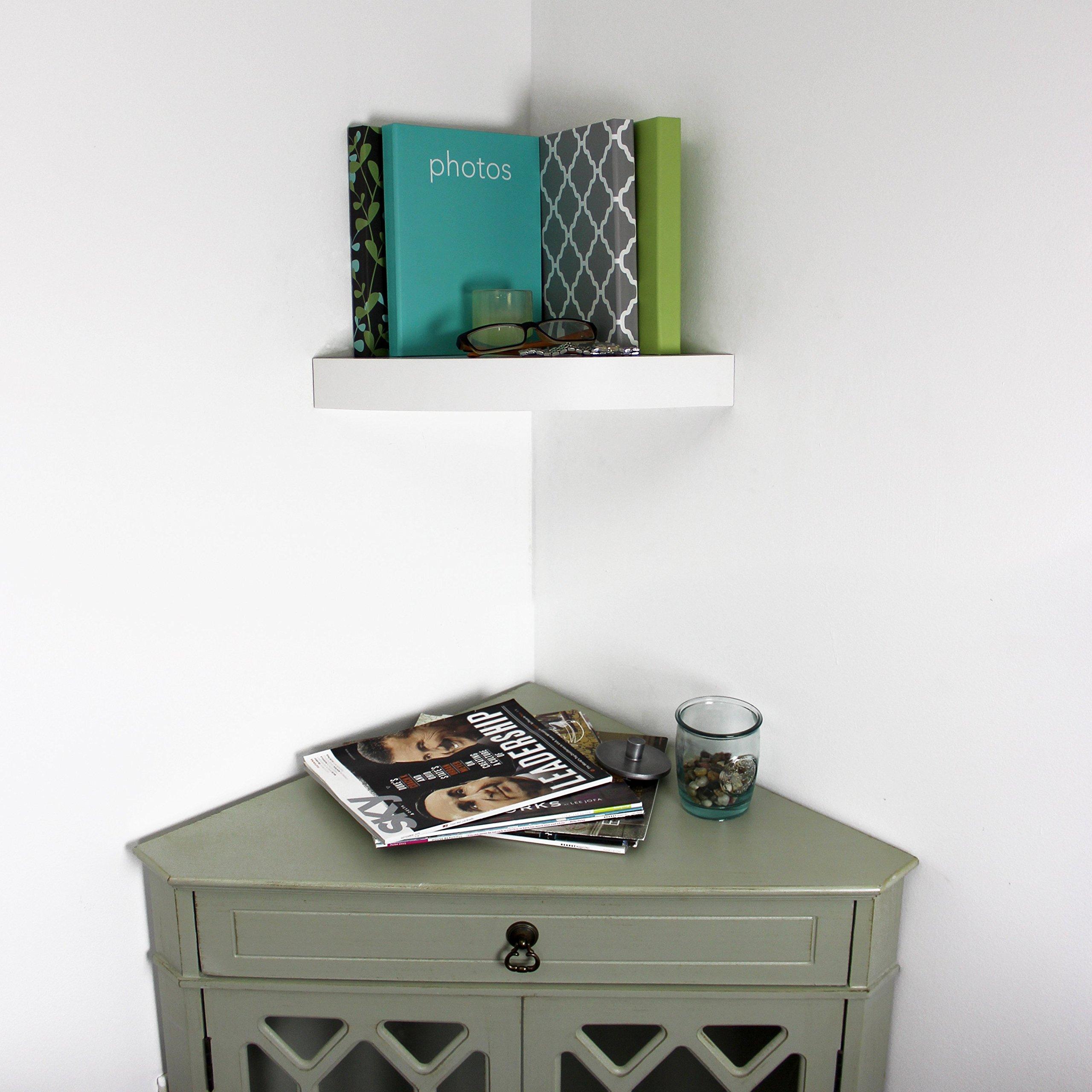 in Place InPlace Shelving 0191806 11.8-Inch Wide Floating Corner Wall Shelf, White (Pack of 2)