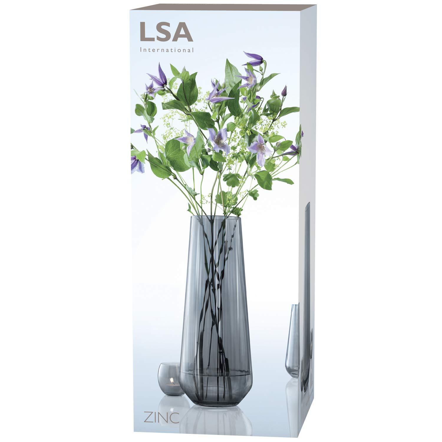 LSA International LSA International Zinc Vases, H36cm, Amber/Orange