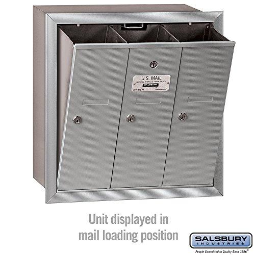 Salsbury Industries Salsbury Industries 3503ARP Recessed Mounted Vertical Mailbox with Master Commercial Lock, Private Access and 3 Doors, Aluminum