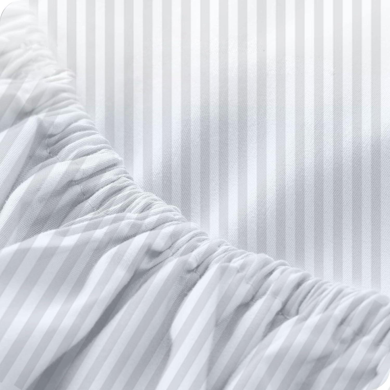 Silentnight Silentnight Split Head California King Sheets Sets for Adjustable Beds - 15\" Inch Deep Pocket - 800 Thread Count 100% Egyptian Cotton 4Pcs Sheet Set - Split Down 28 inches from The top - White Stripe