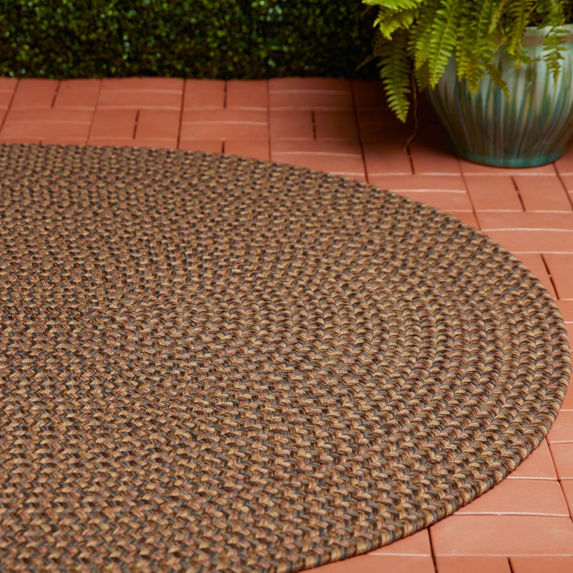Super Area Rugs Super Area Rugs Braided Rug Sanibel Indoor/Outdoor Braided Classic American Made Carpet, Brown, 7' x 9' Oval