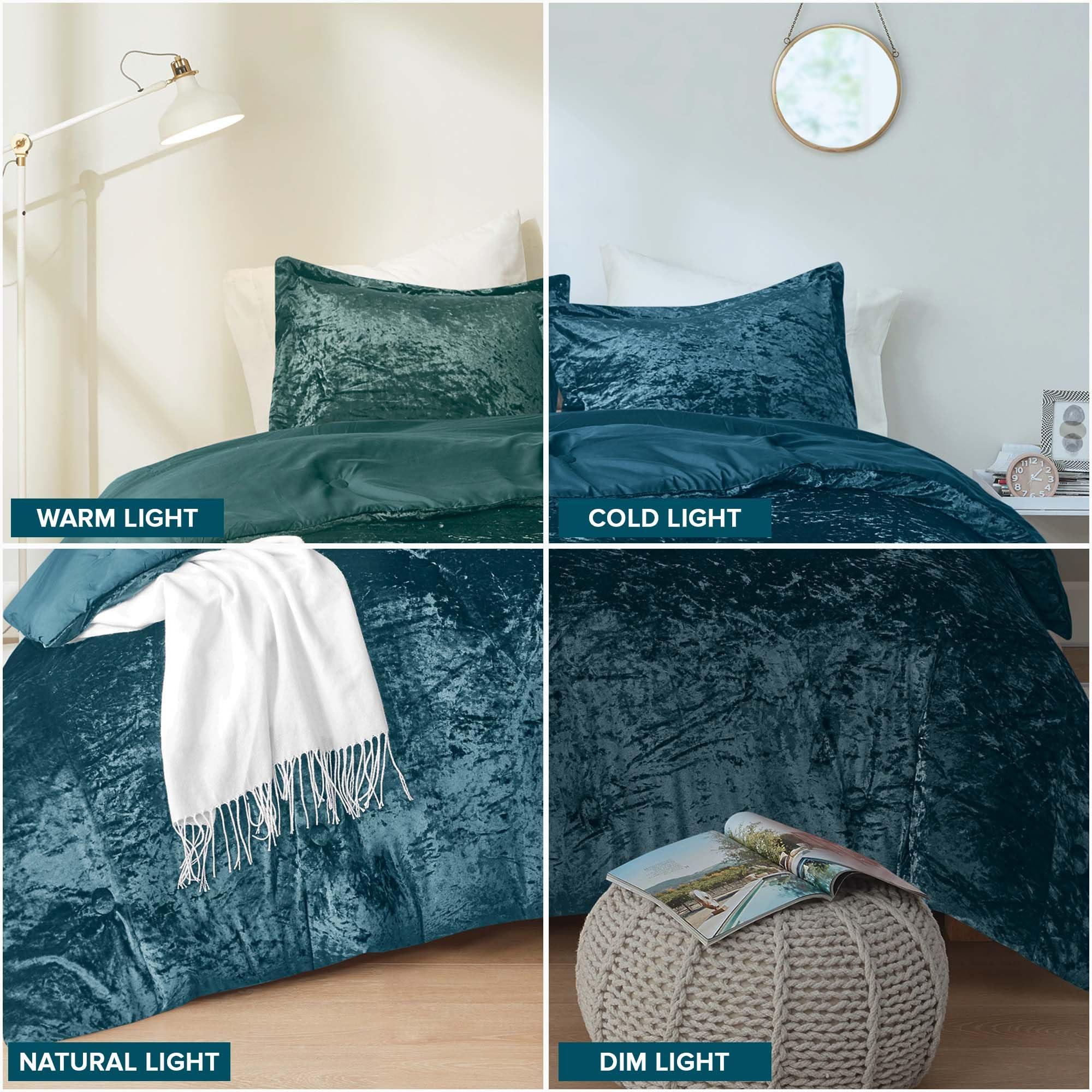 Comfort Spaces Comfort Spaces Juliette Luxe Comforter Set Velvet Lush with Soft Brushed Microfiber Reverse, All Season Cozy Velvet Bedding Sets, Fluffy Comforter Bed Set, Matching Sham, Teal Twin/Twin XL 2 Piece