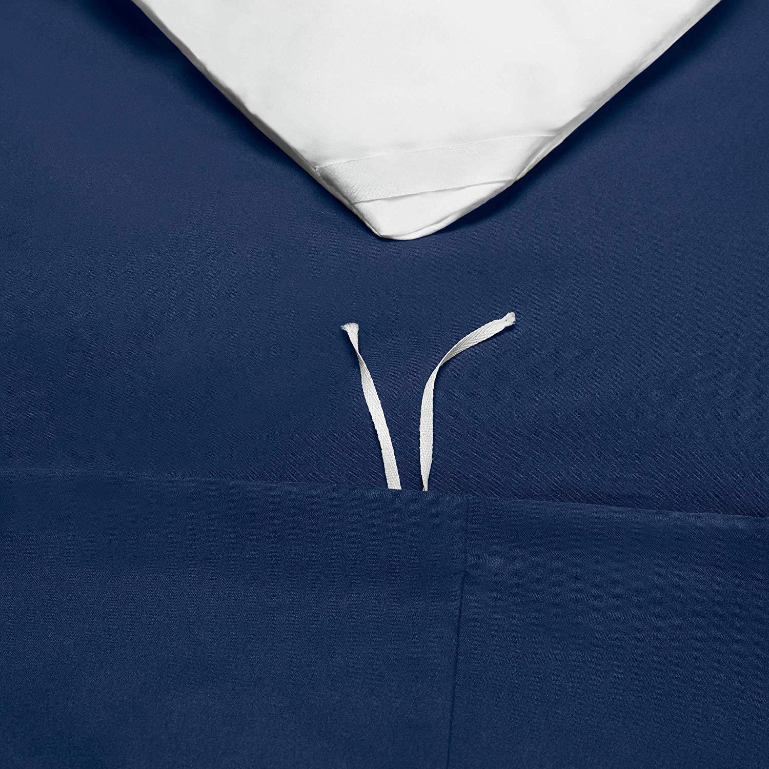 Comfort Bed Store Comfort Store Bedding 2 Piece 400 GSM Comforted Set Collection Organic Cotton 400 Thread Count Solid 1 Duvet Cover, 1 Comforter (Navy Blue Twin, Set of 2)