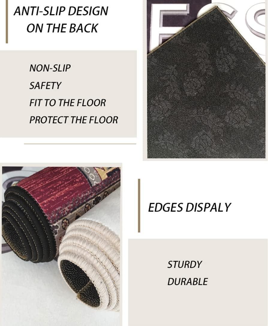 MeganJDesigns Orange Blue Grey Modern Abstract Art Deco Area Rug for Living Room Bedroom Washable Soft Thick Carpet Under Dining Table No-Slip Indoor Floorcover Runner Rug Pad 5x8