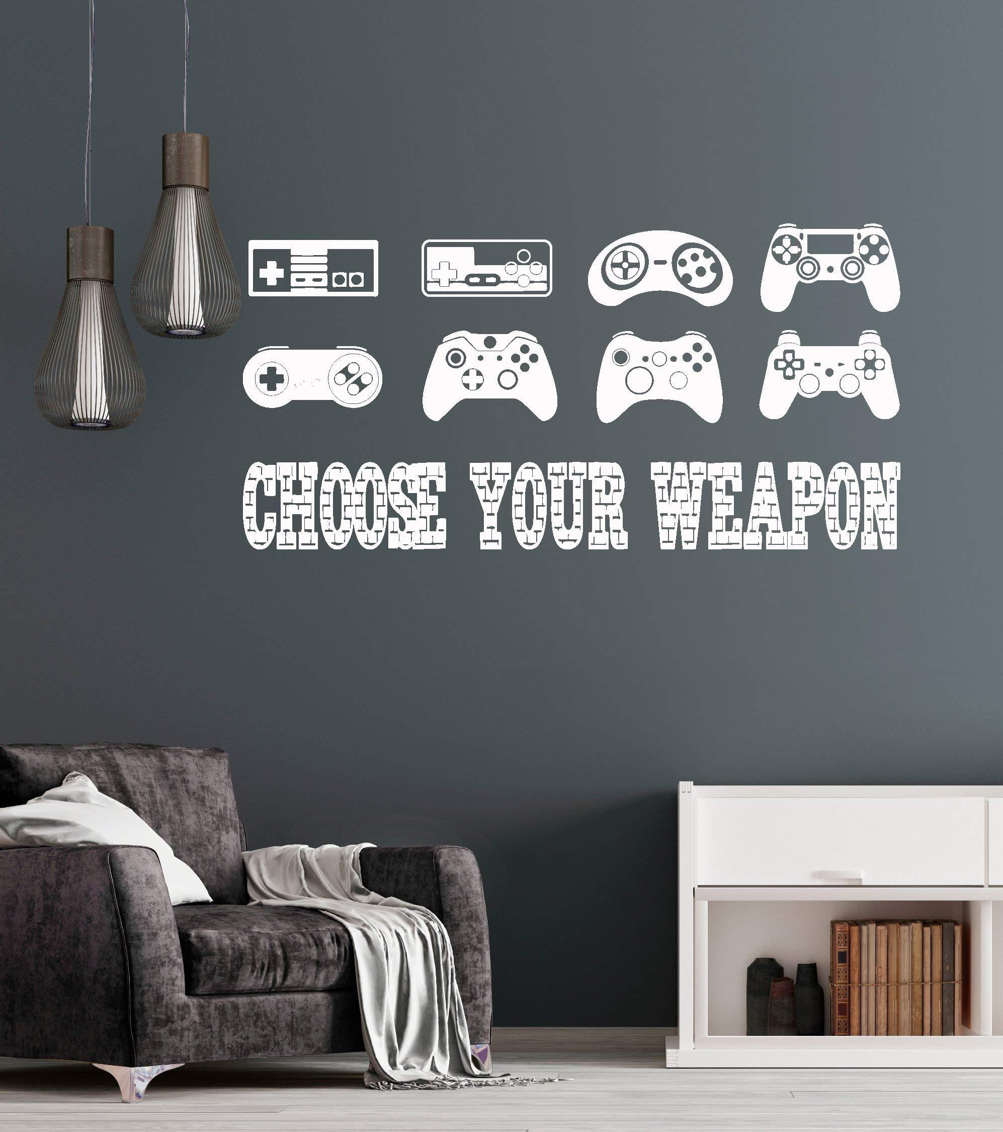WallStickers4ever Large Vinyl Wall Decal Gaming Quote Joysticks Video Game Stickers Large Decor (ig4500) Grey