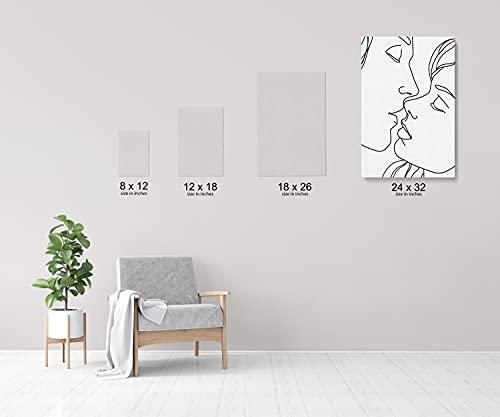INTALENCE ART INTALENCE ART Couple Kiss Line Drawing Wall Art Decor Modern Minimalist Print on Canvas, 24x32 inches Romantic Lovers Picture Home Decor,Unique Black and White Living Room and Bedroom Poster Decoration. Classic Wrapped Artwork. Easy and Ready to Hang