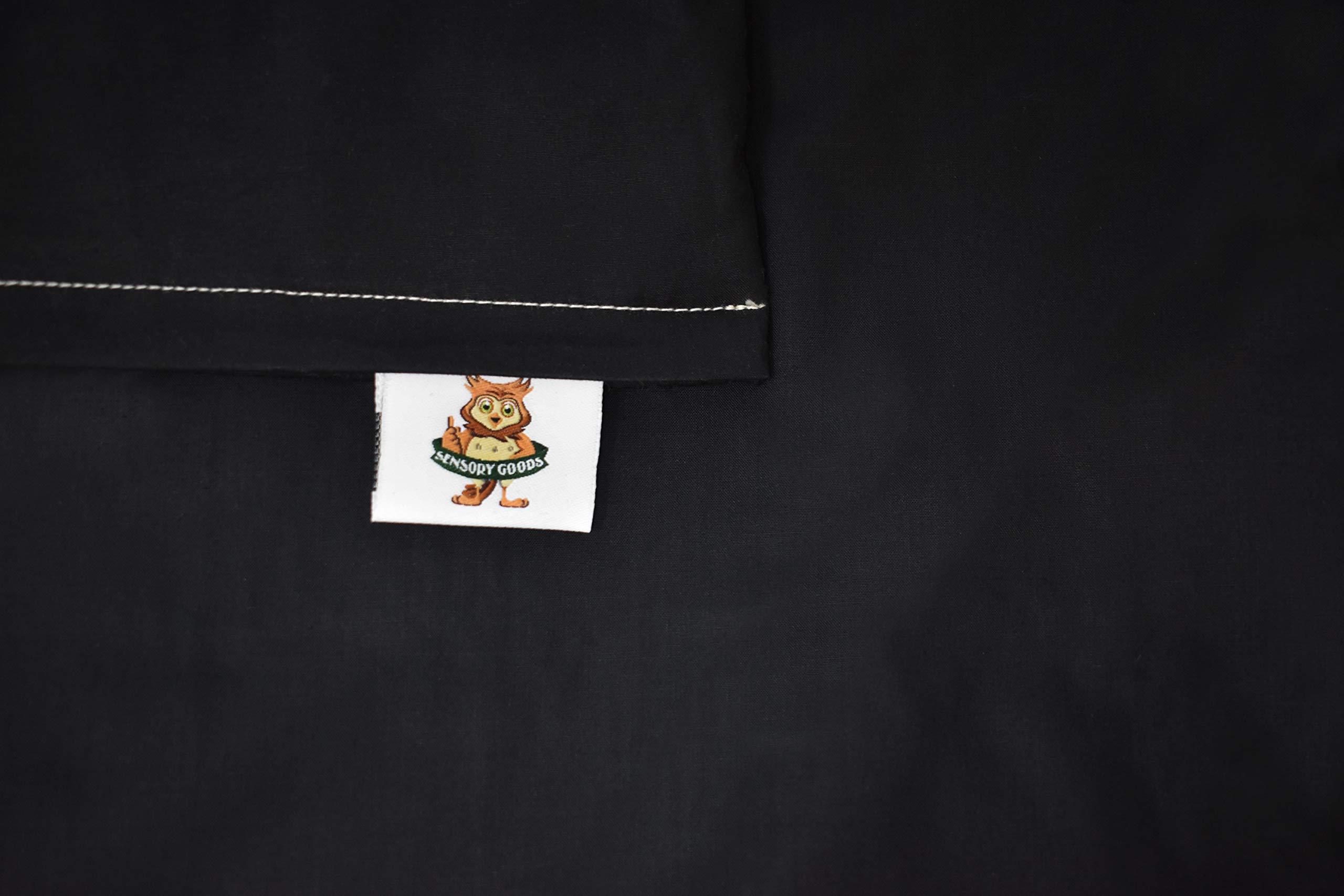 SENSORY GOODS SENSORY GOODS - Young Adult Medium Weighted Blanket - MADE in AMERICA - 8lb Low Pressure - Black - 100% Organic Cotton non-removable Cover (58\'\' x 41\'\') Provides Comfort and Relaxation.