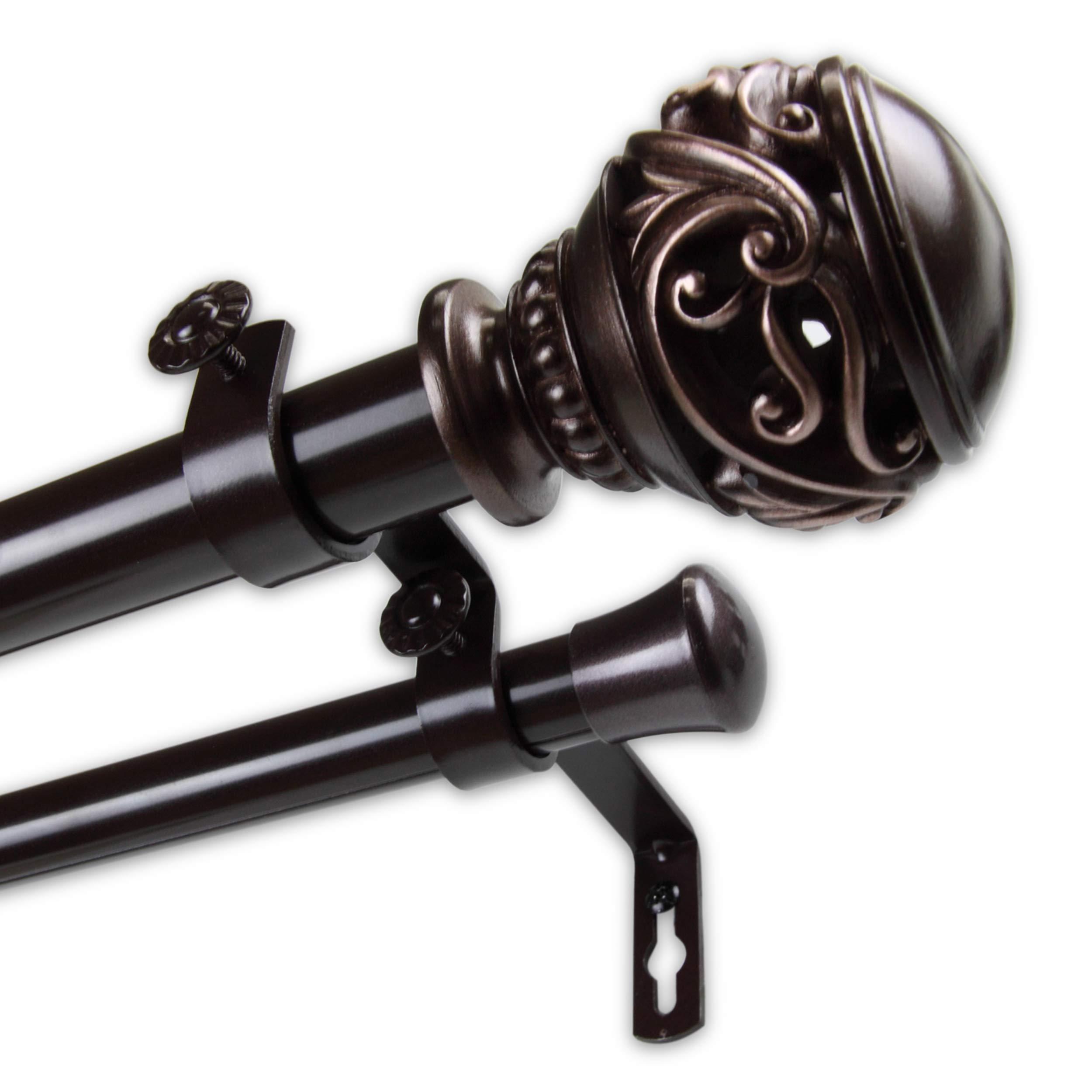Rod Desyne Rod Desyne Medor 1" Double Curtain Rod, 160-240 inch, Bronze