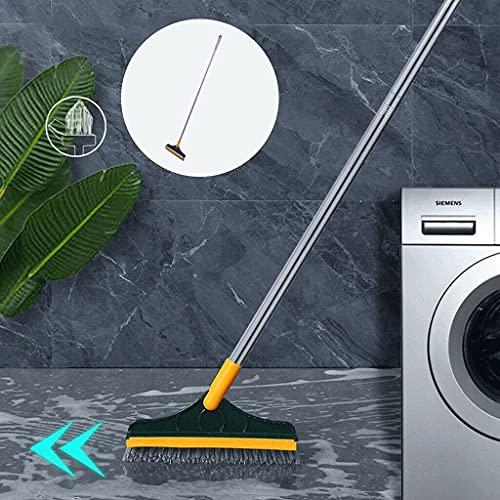 Beallio Beallio 2 in 1 Floor Brush Scrub Brush, Adjustable V-Shaped Cleaning with Long Handle, Bathroom Kitchen Crevice Squeegee, 120Degree Rotating Removable Head. (White)