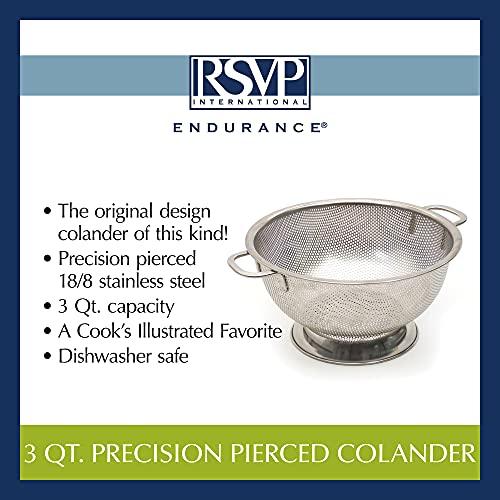 RSVP International RSVP International Endurance Kitchen Collection Colander Strainer, 3 Quart, Pierced Stainless Steel