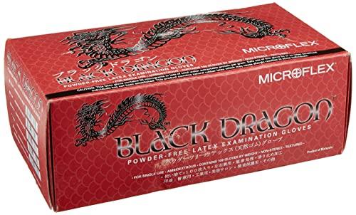Ansell Microflex Black Dragon Latex Gloves - Disposable, Exam Grade, Black, Size Large (pack of 100)