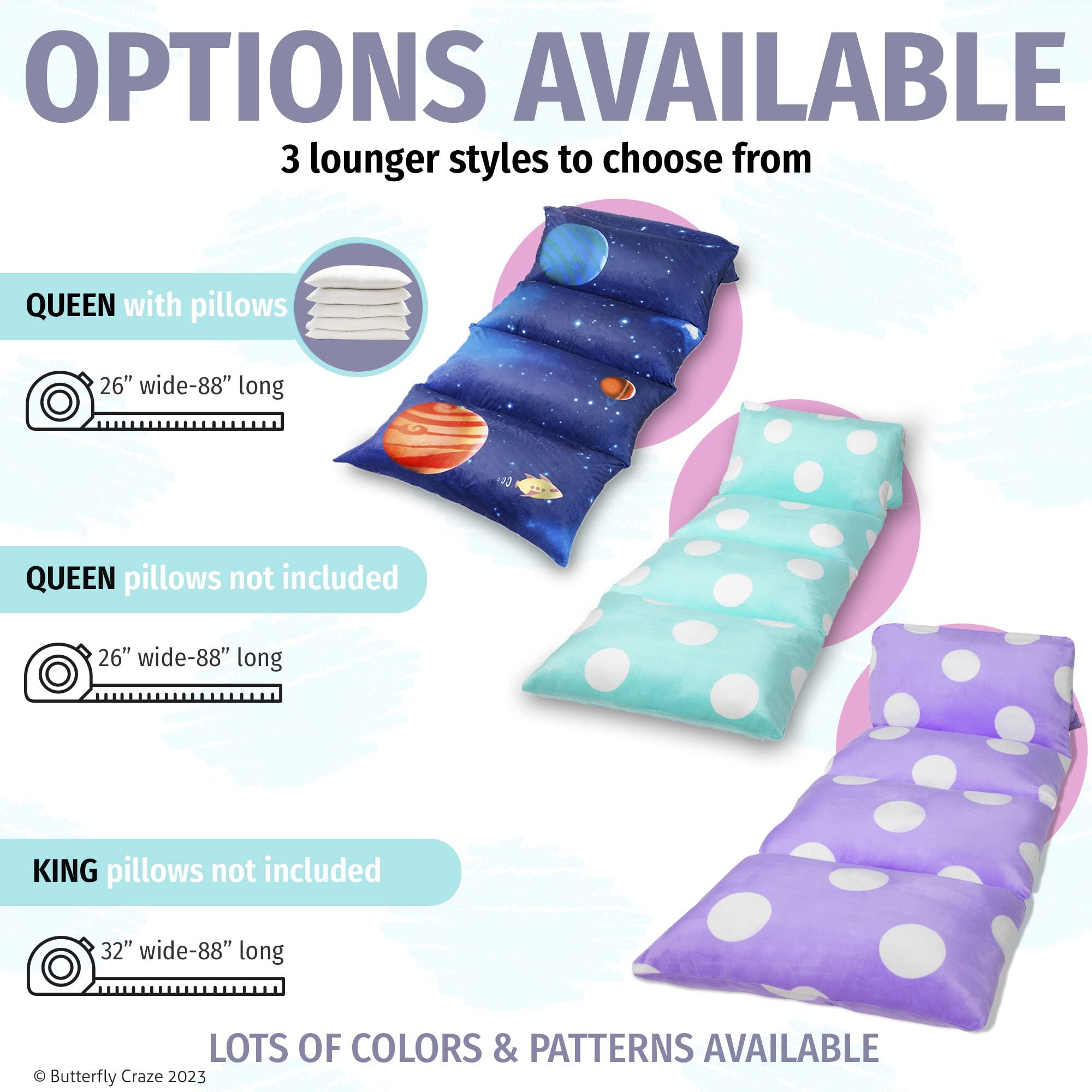 Butterfly Craze Butterfly Craze Floor Pillow Case, Mattress Bed Lounger Cover, Black/White, King Size - Cozy Seating Solution for Kids & Adults, Recliner Cushion, Perfect for Reading, TV Time (Pillow Not Included)