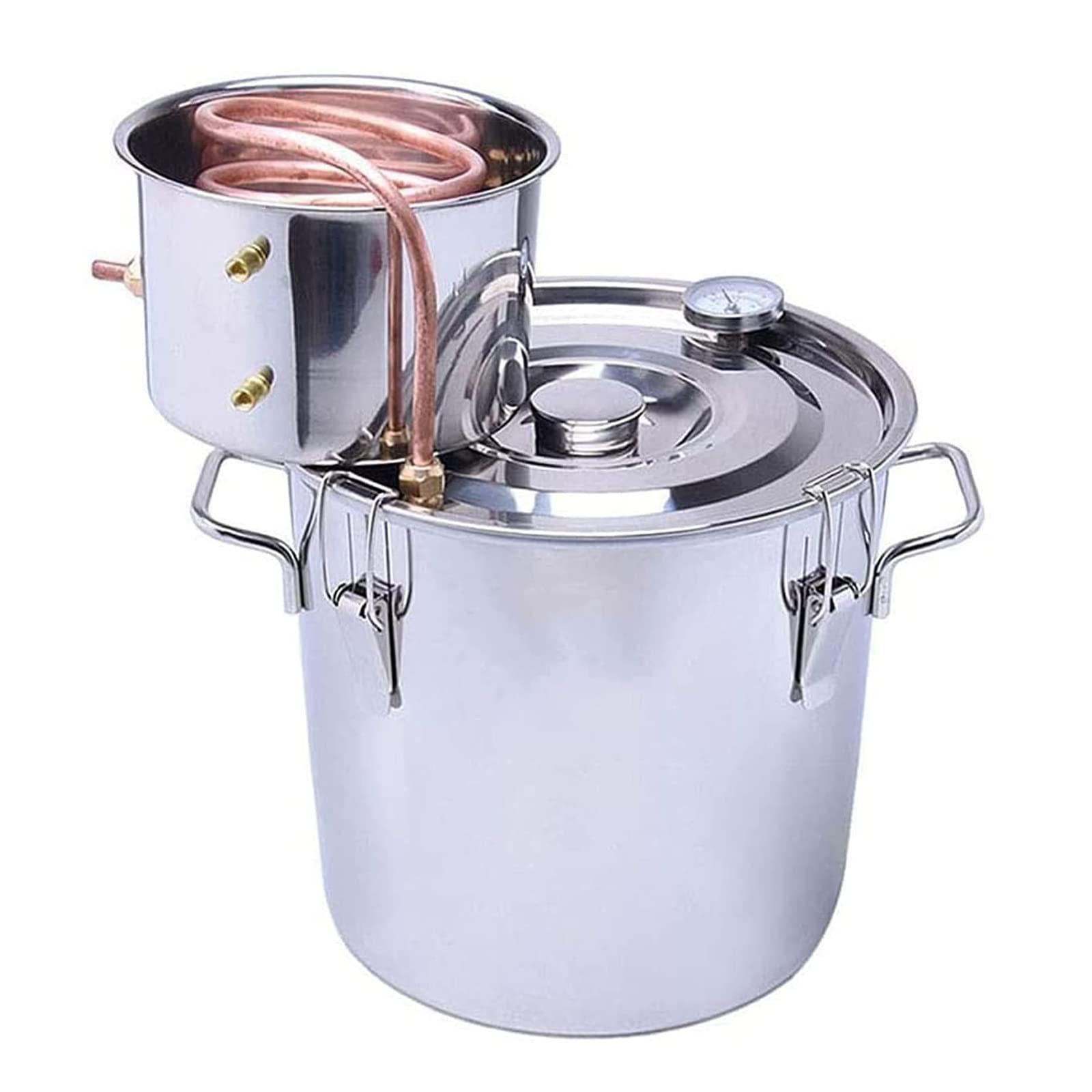 XXJJ XXJJ Moonshine Still Distiller Stainless Steel Water Distiller Copper Tube, Home Brewing Kit Build-in Thermometer for DIY Whisky Wine Brandy Spirits,6l/1.5gal