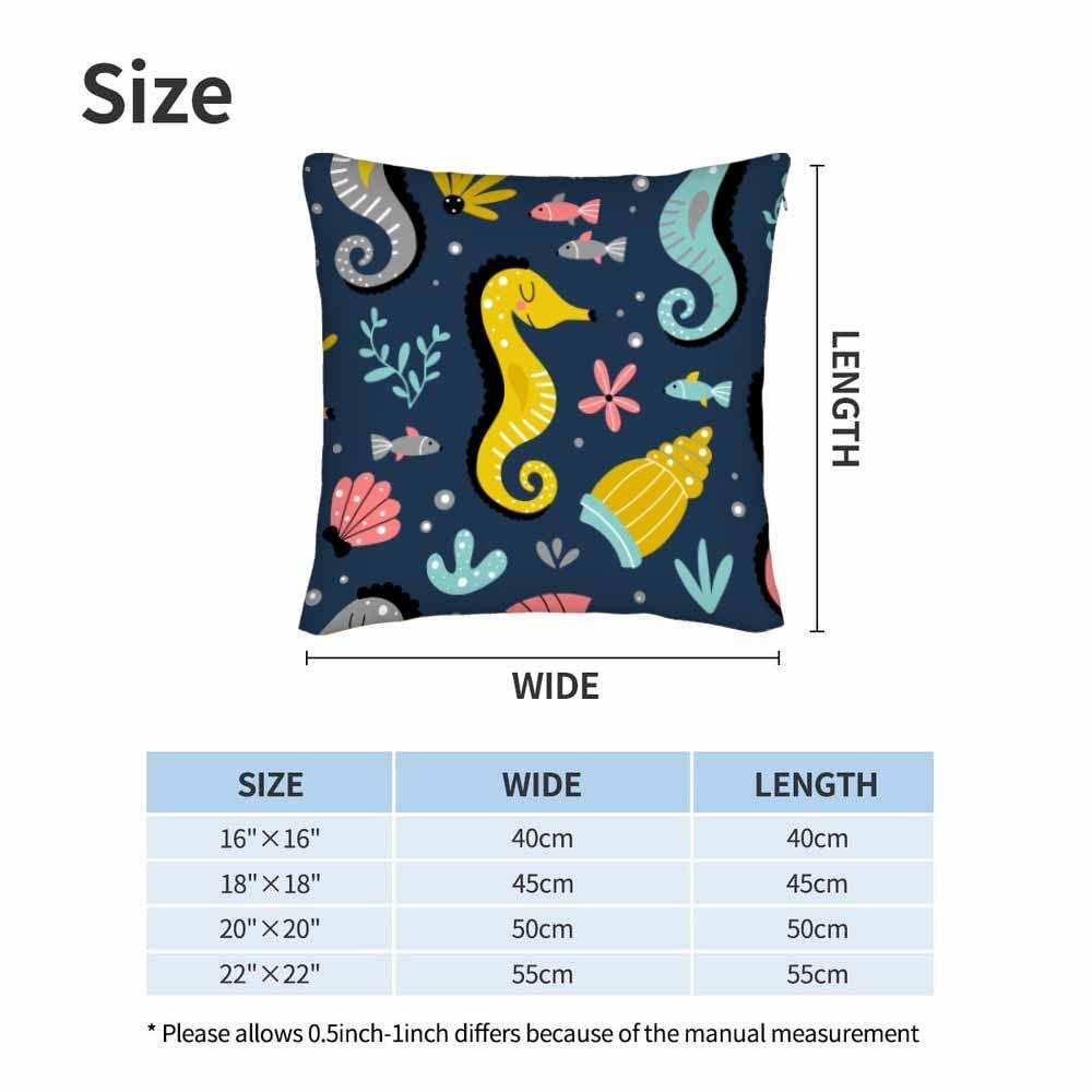 IBILIU IBILIU Cartoon Sea Animals Pillow Covers 26x26 Inch Set of 2,sea horse sea shells fish ocean animals Polyester Throw Pillow Cases Cushion Covers for Bedroom,Sofa,Couch - No Insert