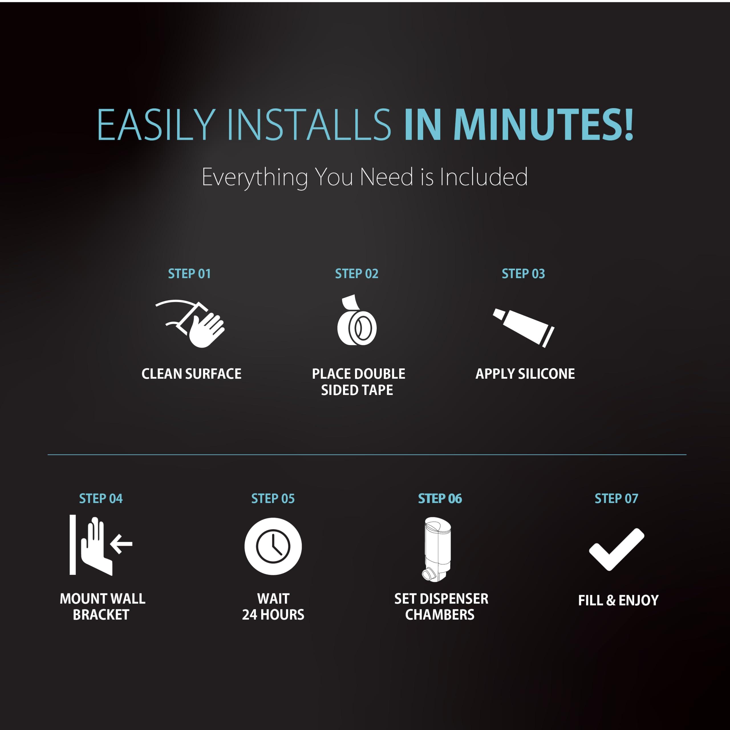 Better Living Better Living Products Aviva Shower Dispenser 3, Shampoo and Soap Dispenser, 3 x 11 fl. oz. Chrome, 11.2 x 3.5" x 7"