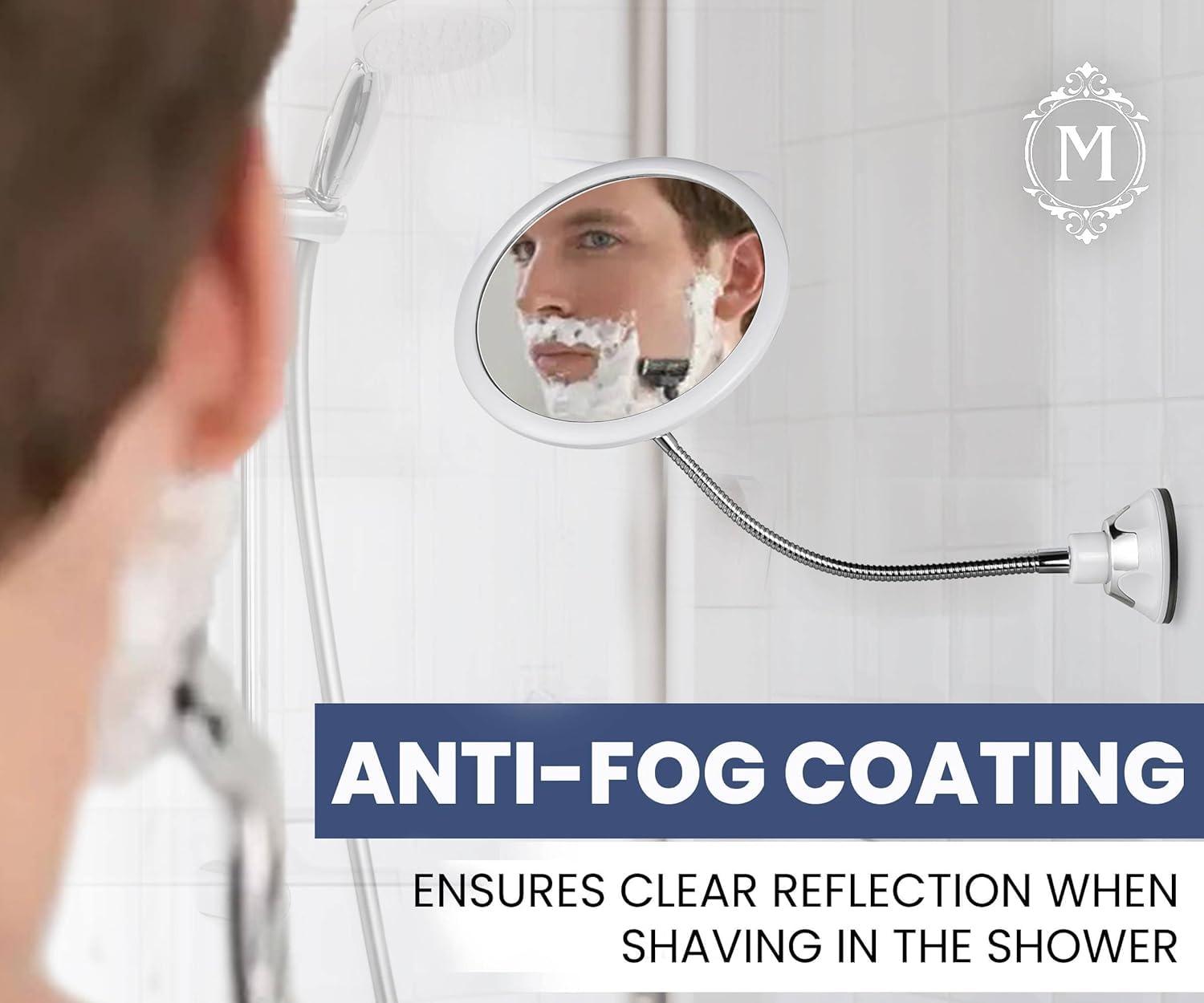MIRRORVANA MIRRORVANA Flexible Round Fogless Shower Mirror for Shaving with Height Adjustable Gooseneck Extension, 360 Swivel and Upgraded Suction Cup - Shatterproof 6.7\" Diameter Surface