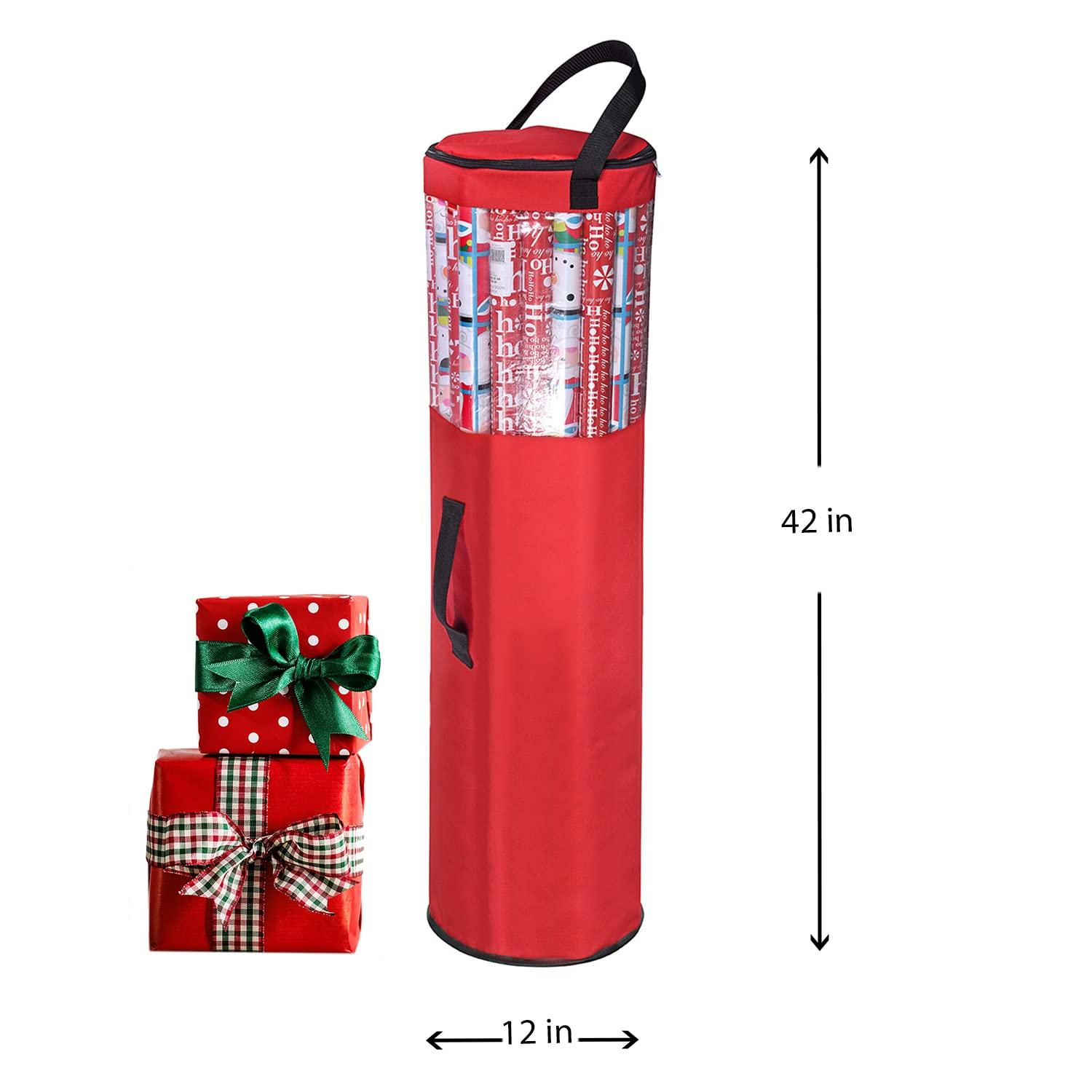 Primode Primode Wrapping Paper Storage Bag | Wrapping Paper Organizer Under Bed for Storing Multiple Rolls of Gift Wrap, 42 Length Container Constructed of Durable 600D Oxford Material (Red)