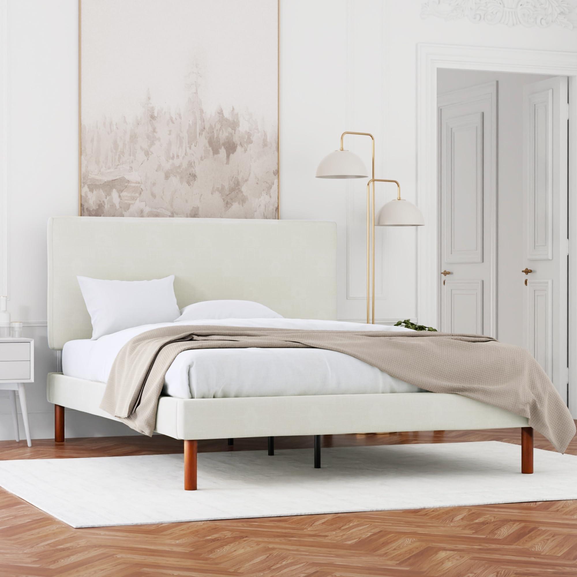 eLuxurySupply eLuxurySupply Bailey Upholstered Platform Bed with Headboard, Queen