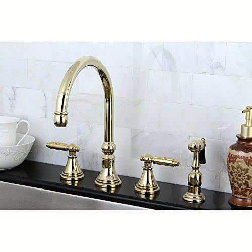 Kingston Brass Kingston Brass KS2792GLBS Governor Widespread Kitchen Faucet with Brass Sprayer, 8-1/4-Inch, Polished Brass