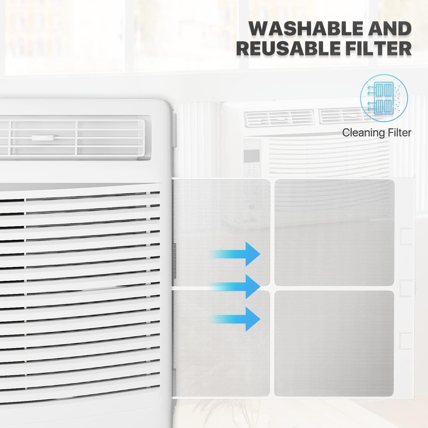 mollie mollie 6000 BTU Window Air Conditioner, ac window unit with Washable Filter, Remote, Dehumidifier, Fan, Cools Up to 250 Square Feet, 115V/60Hz