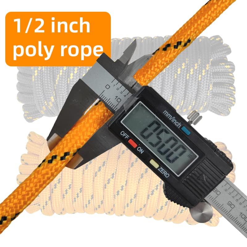 GIAHAND Diamond Braided Polypropylene Rope Nylon Rope Mix Thick Heavy Duty Ropes 1/2 inch 50ft High Strength Rope Perfect for Clothesrope Camping Hiking and Other Outdoor Activities Orange