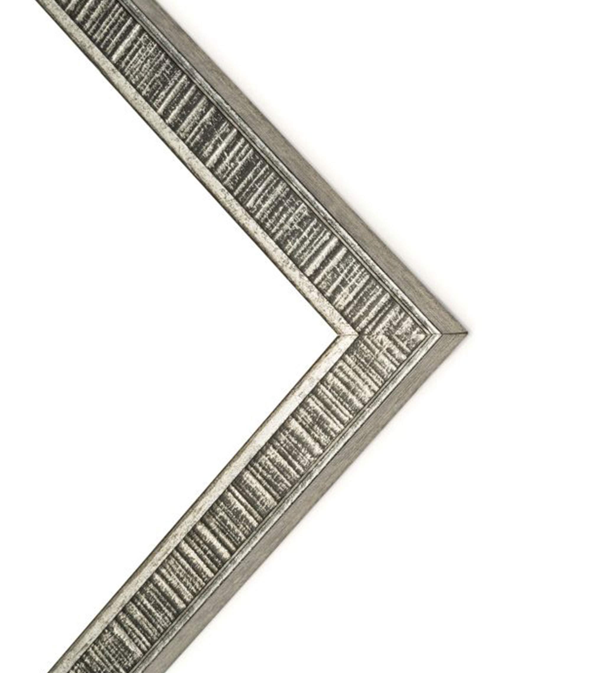 CountryArtHouse CountryArtHouse 36x10 Frame Silver Rustic Metallic Grey Picture Frame | Solid Wood | Includes UV Acrylic Plexiglass, Acid Free Foam Backing Board and Hanging Hardware