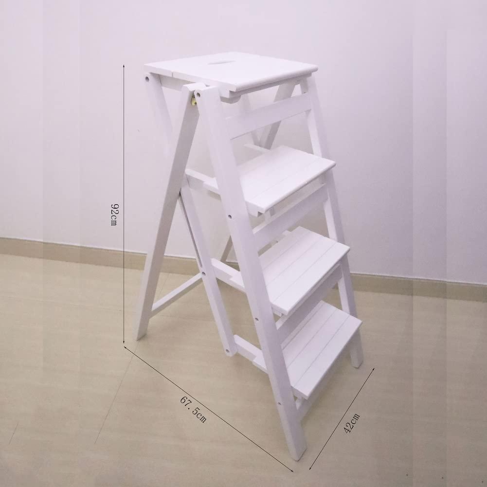 LUNEZY Wooden Folding Step Ladder Folding Step Stool for Adults & Kids Kitchen Ladders Small Foot Stools Portable Shoe Bench/Flower Rack Durable