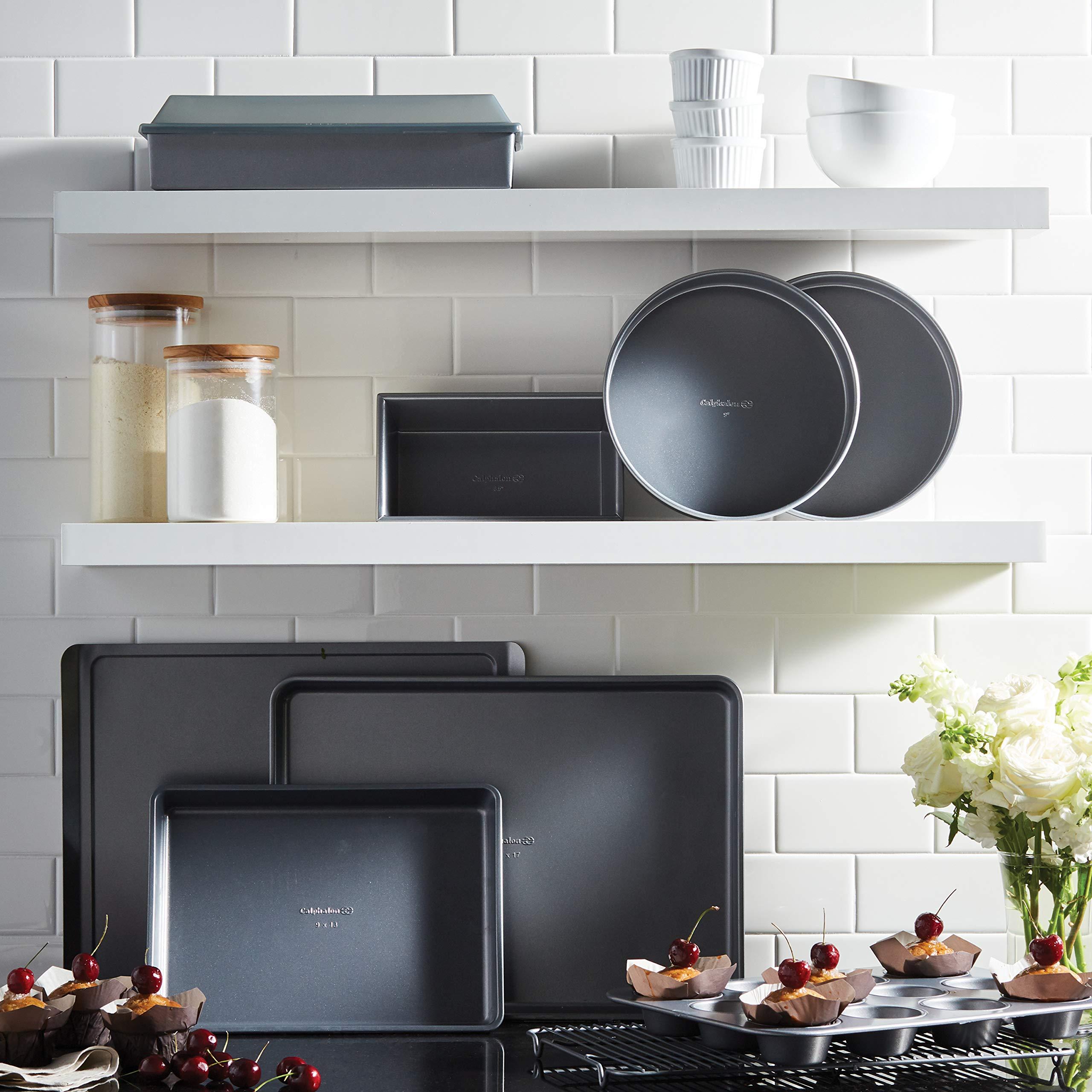 Calphalon Calphalon 10-Piece Nonstick Bakeware Set, Includes Baking Sheet, Cookie Sheet, Cake Pans, Muffin Pan, and More, Dishwasher Safe, Silver