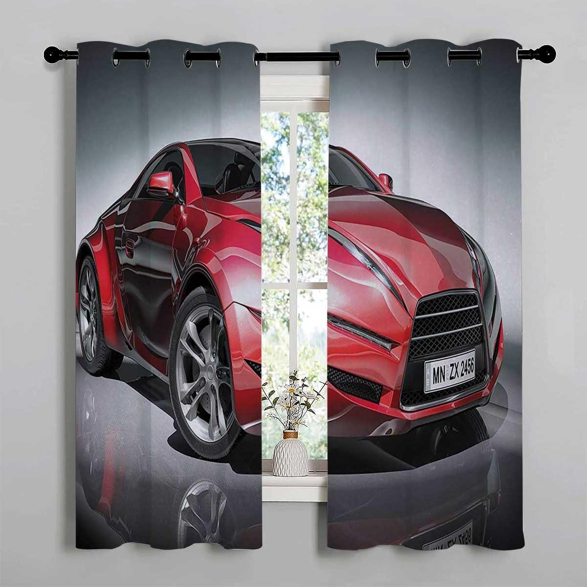 YANFENQI YANFENQI Extra Wide Curtain Panels Cars Grommet Short Doorway Curtain Blackout Material 63Inch Width by 80Inch Length,2 Panels