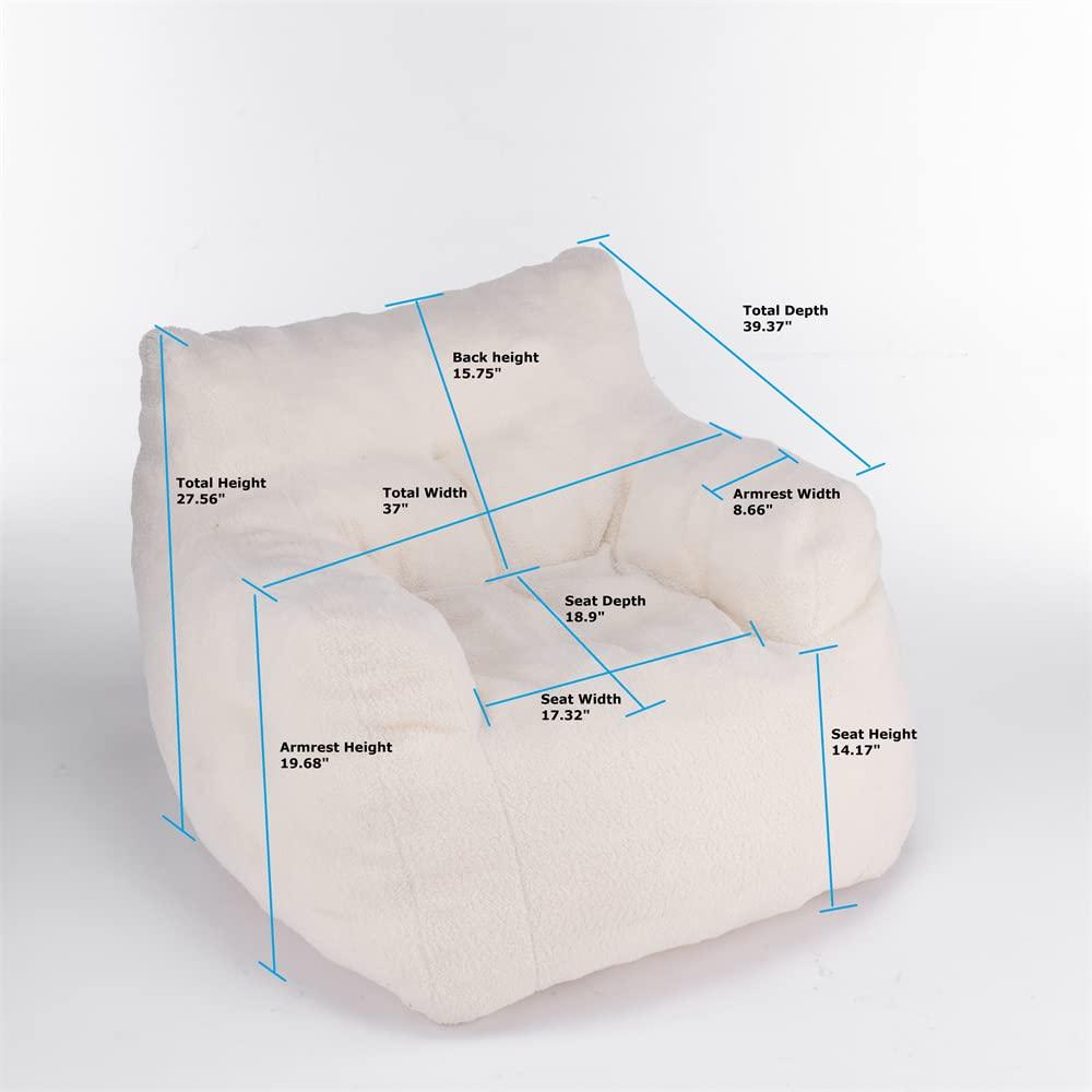 i-POOK i-POOK Bean Bag Chair, Faux Fur Bean Bag Sofa with Foam Filling, Ultra Soft Fluffy Lazy Sofa Couch Modern Tufted Upholstered Lounger Chair for Bedroom Living Room Lounge, Coffee