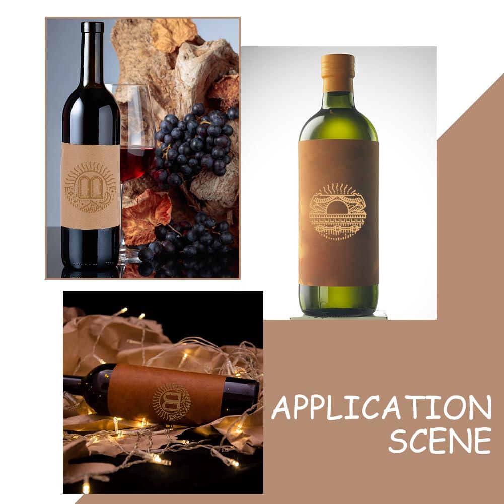PH PandaHall PH PandaHall 20 Sheet/80pcs Adhesive Wine Bottle Labels Custom Wine Label Stickers 3.94.9\" Brown Blank Label Stickers Bottle Label Covers for Wine Wedding Engagement Anniversary Cocktail Party