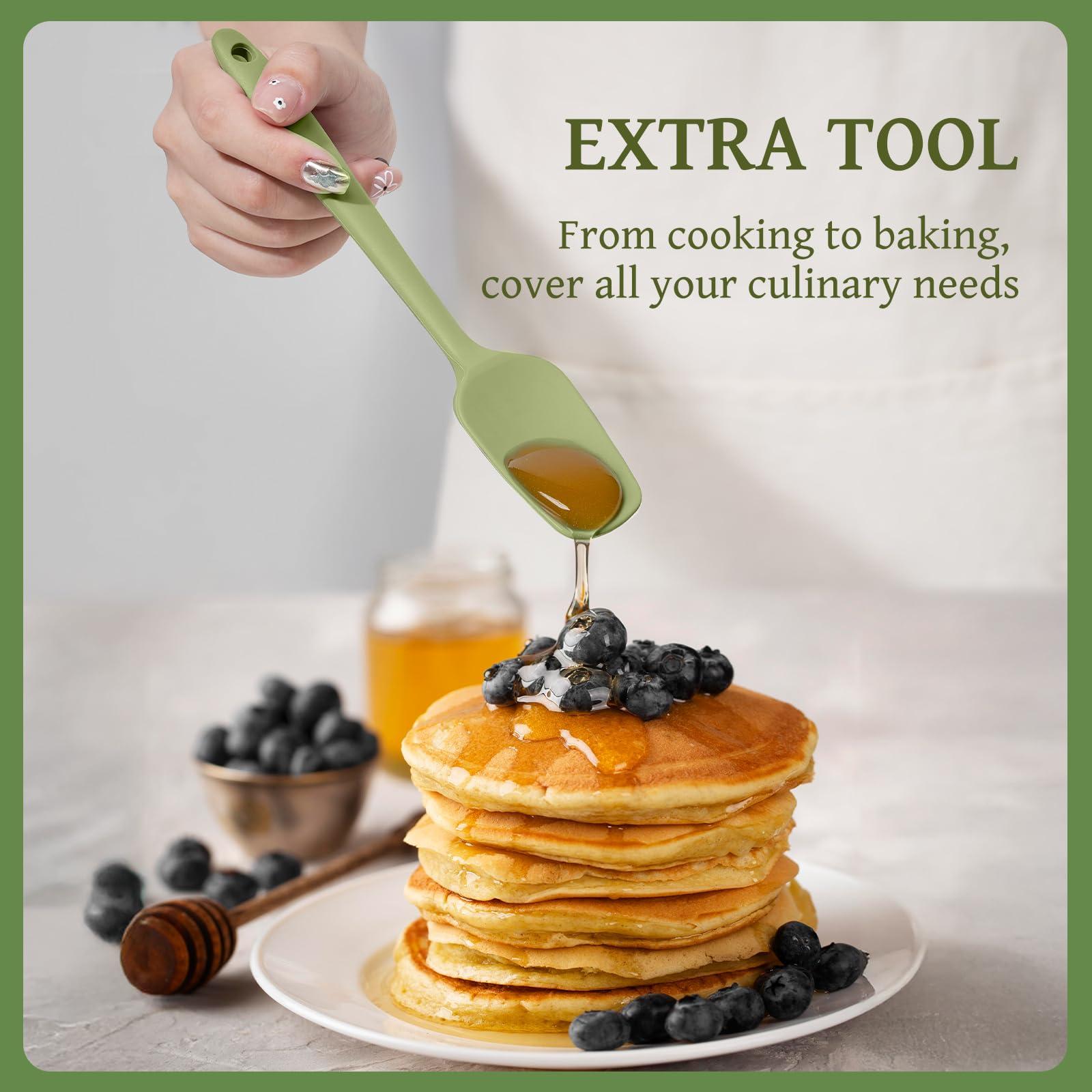 Kikcoin Kikcoin 43Pcs Kitchen Utensils Set - Silicone Cooking Utensils Set, Dishwasher Safe Spatula Set for Non-stick Cookware, 446F Heat Resistant Kitchen Utensils Set with Holder BPA Free, Avocado Green