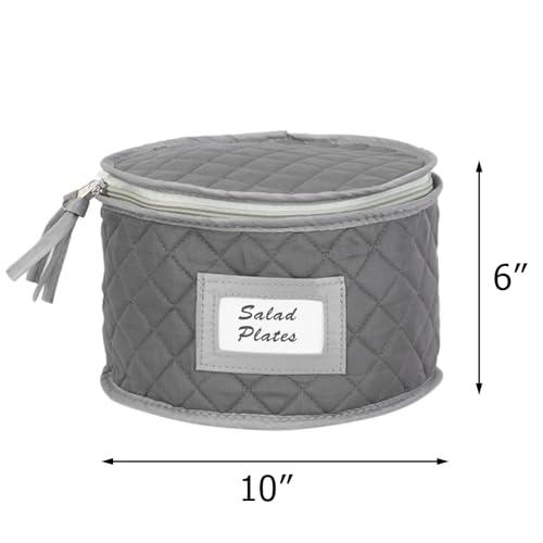StackStorePlusMore China Storage Case - Salad Plate Quilted Case - 10\" W x 6\" H - Gray - Includes 12 Felt Separators - Stackable With Padded Interior to Store your Dinnerware Dishes