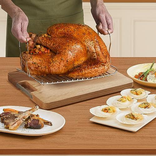 Kiss the Water 24 Quart Electric Roaster Oven with Visible & Self-Basting Lid, Large Turkey Roaster with Defrost Warm Function, Adjustable Temperature, Removable Pan Rack, Stainless Steel