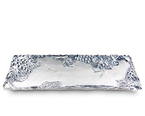 Arthur Court Arthur Court Metal Grapevine Oblong Serving Tray Grape Pattern Sand Casted in Aluminum with Artisan Quality Hand Polished Design Tarnish-Free 19 inch x 8 inch