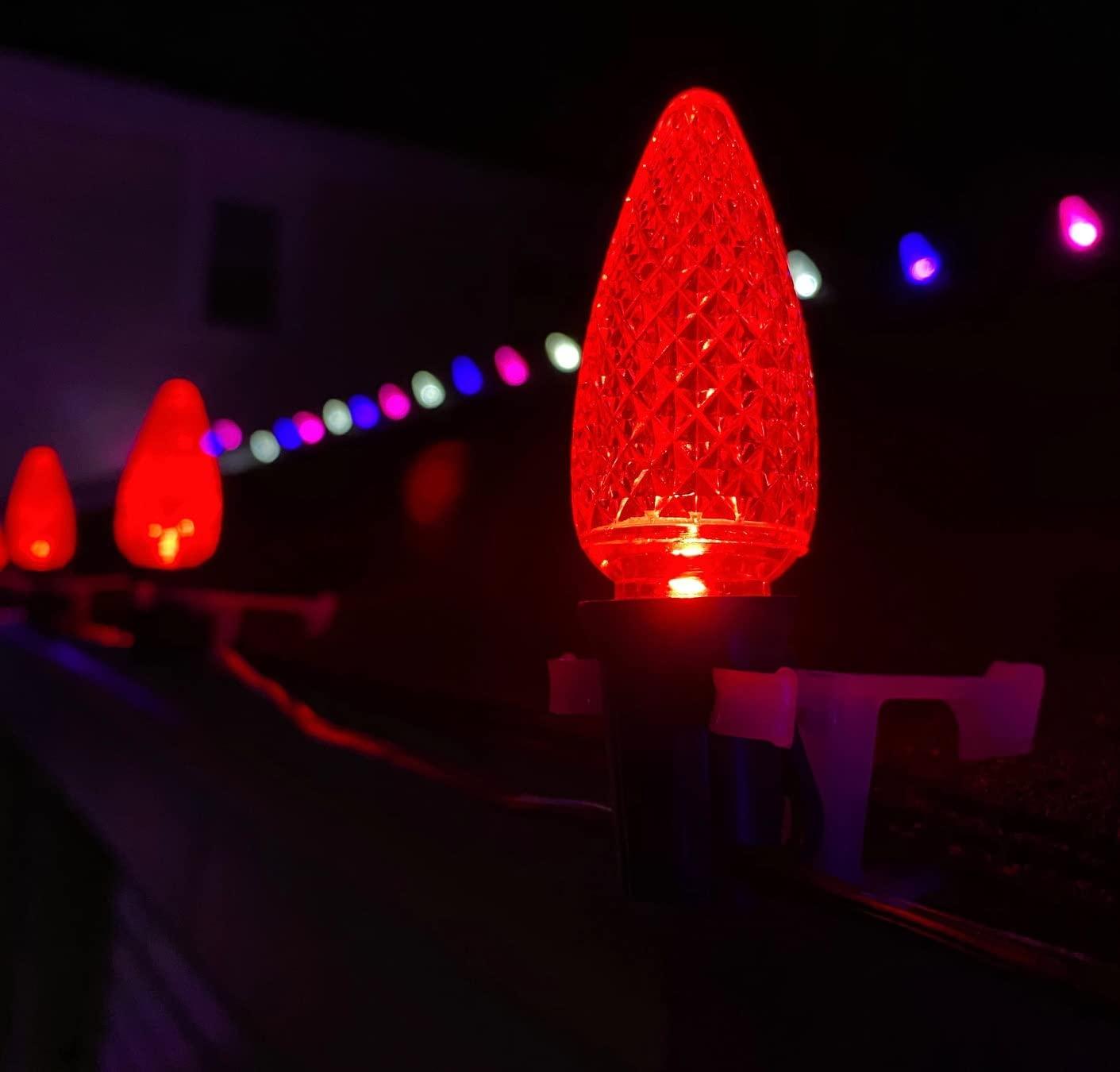 MIK Solutions MIK Solutions C9 LED Bulb (Pack of 25) LED RED Replacement Christmas Light Bulbs Faceted Retrofit Candle Shape Commercial Grade E17 Socket Roof Lights Bulbs