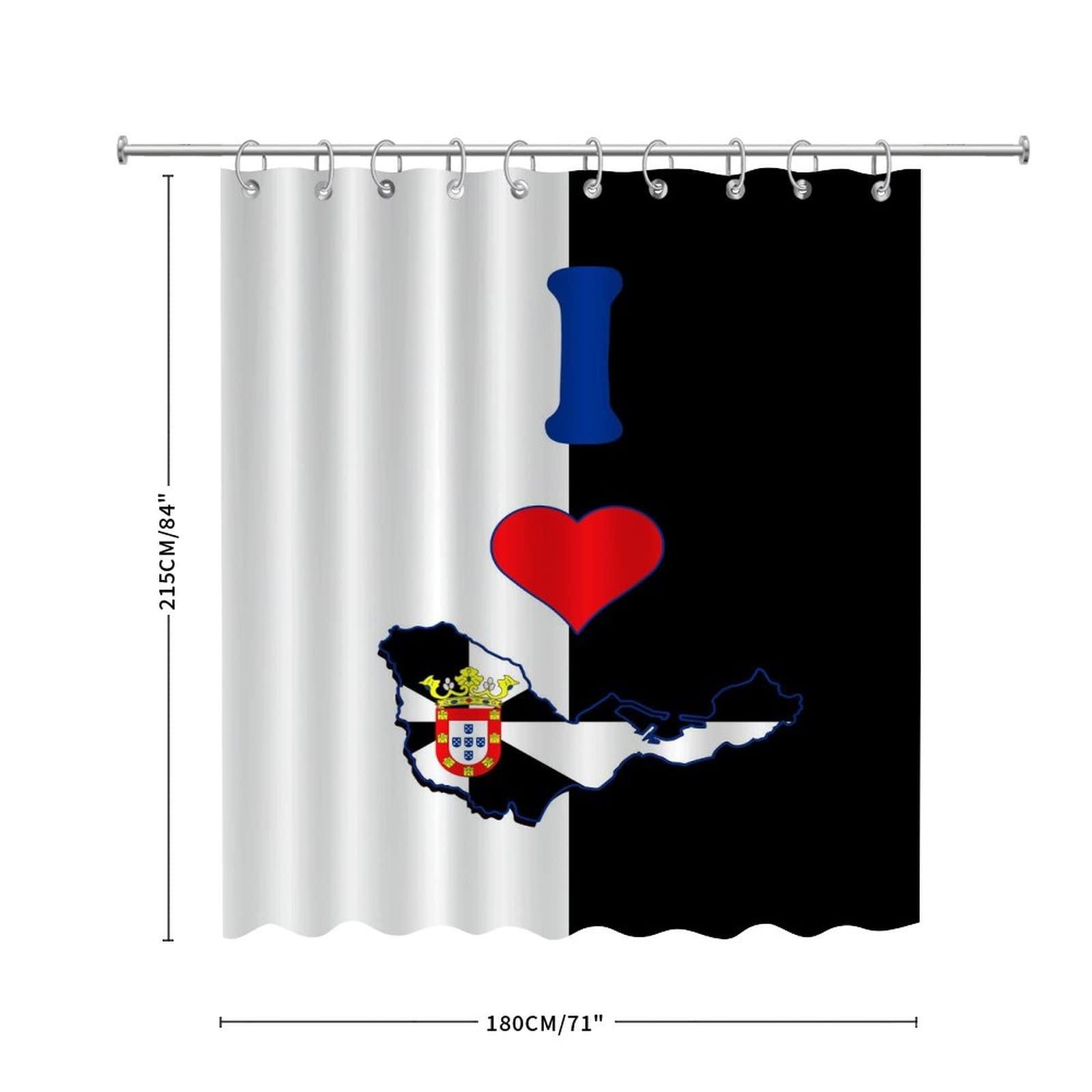 COVOME COVOME Shower Curtains I Love My Country Ceuta Bathroom Curtain World State Map Flag Country Shower Curtain Set with Hooks Bathroom Decor 72x84 Inch