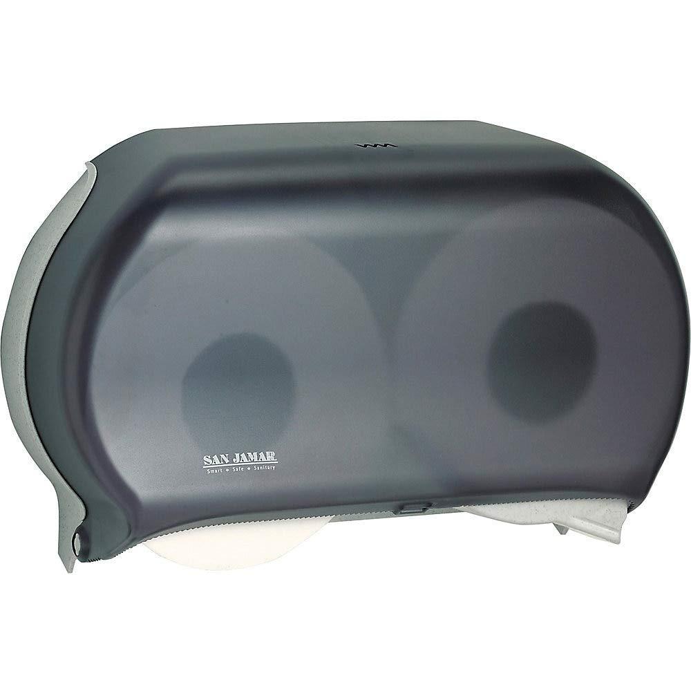 San Jamar San Jamar R4000tbk Twin 9-Inch Jumbo Tissue Dispenser, 19 X 5 1/4 X 12, Transparent Black Pearl