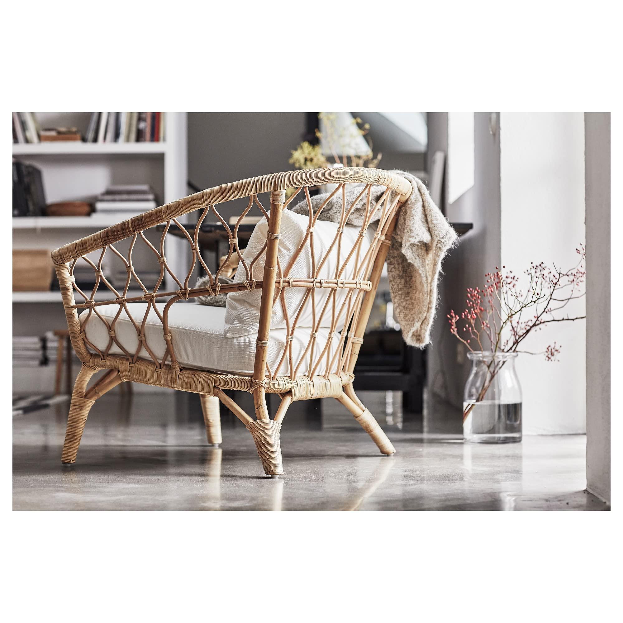 IKEA Ikea STOCKHOLM 2017 armchair with cushion, rattan/Grsbo white