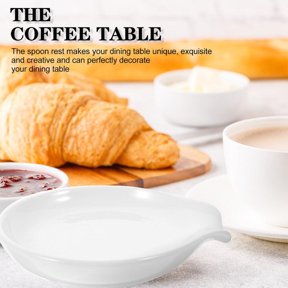 Luxshiny Luxshiny Ceramic Spoon Rest, 4pcs Spoon Holder Coffee Spoon Rest Spoon Cradle Kitchen Spatula Rest Tea Bag Coaster for Countertop Utensils Tongs Cooking Spoon