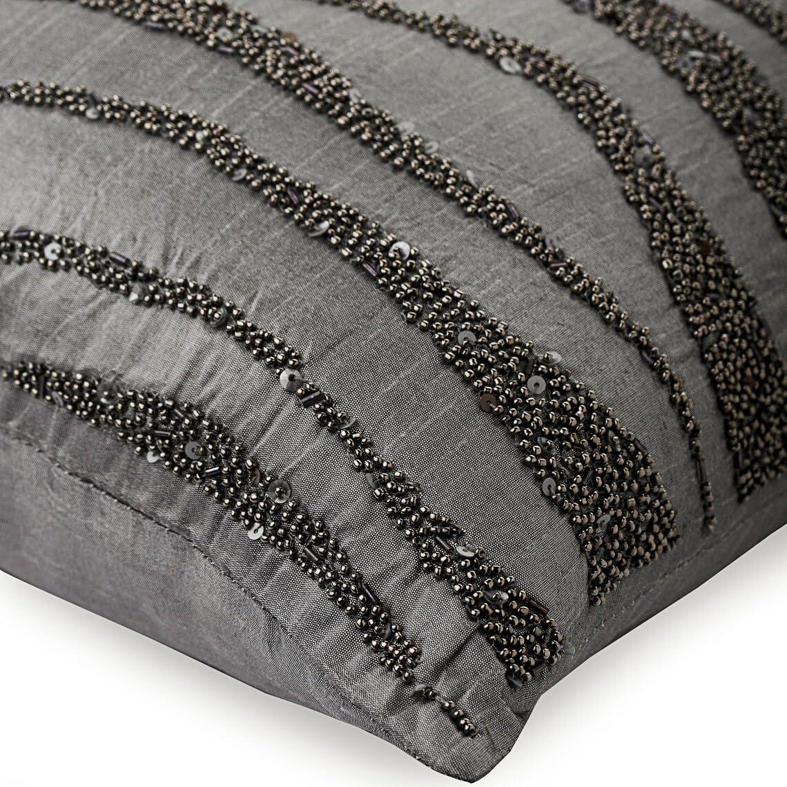 The HomeCentric The HomeCentric Euro Pillows, Gray Euro Size Pillowcases 26x26 inch (65x65 cm) Silk European Shams, Abstract, Swirls, Beaded, Pattern, Modern Euro Pillow Shams Easter - Grey Sand Dunes