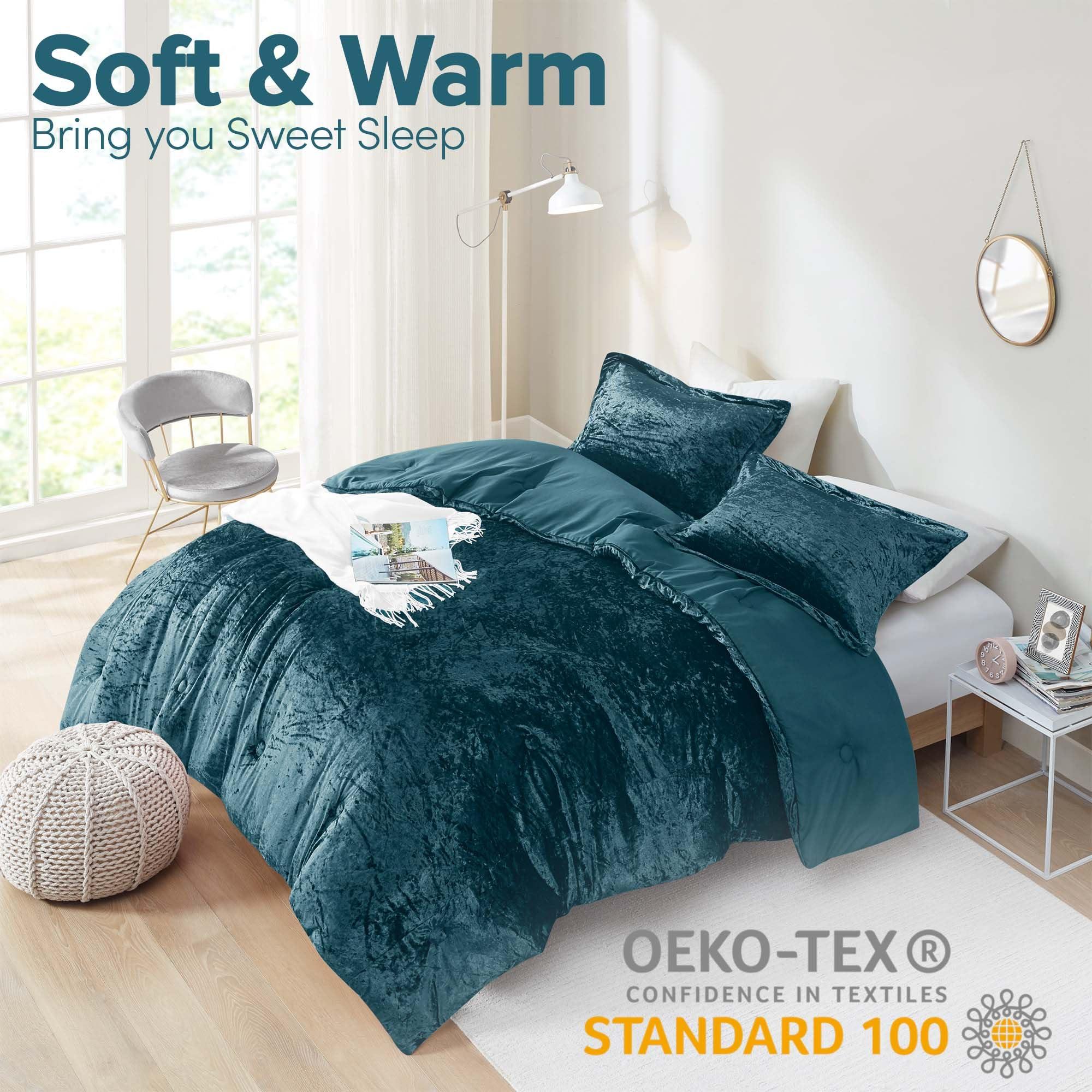 Comfort Spaces Comfort Spaces Juliette Luxe Comforter Set Velvet Lush with Soft Brushed Microfiber Reverse, All Season Cozy Velvet Bedding Sets, Fluffy Comforter Bed Set, Matching Sham, Teal Twin/Twin XL 2 Piece