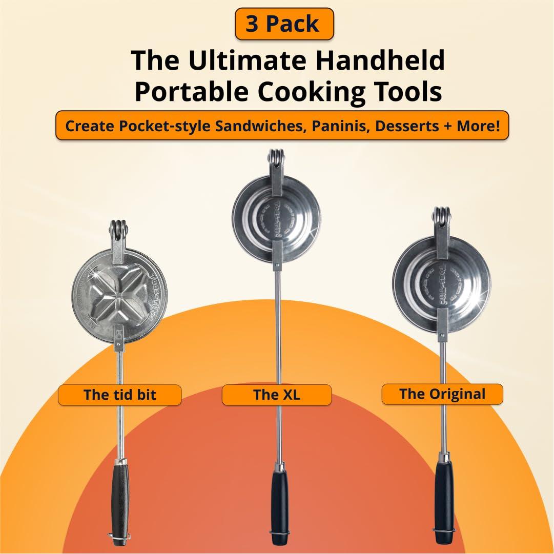 Toas-Tite Toas-Tite Sandwich Grill, Handheld Sandwich Maker, Hand Toaster, Panini & Sandwich Press for Hot Sandwiches, Pies - Best for RV Camper, Stovetop, Grill, Tool for Portable Cooking 3-Pack