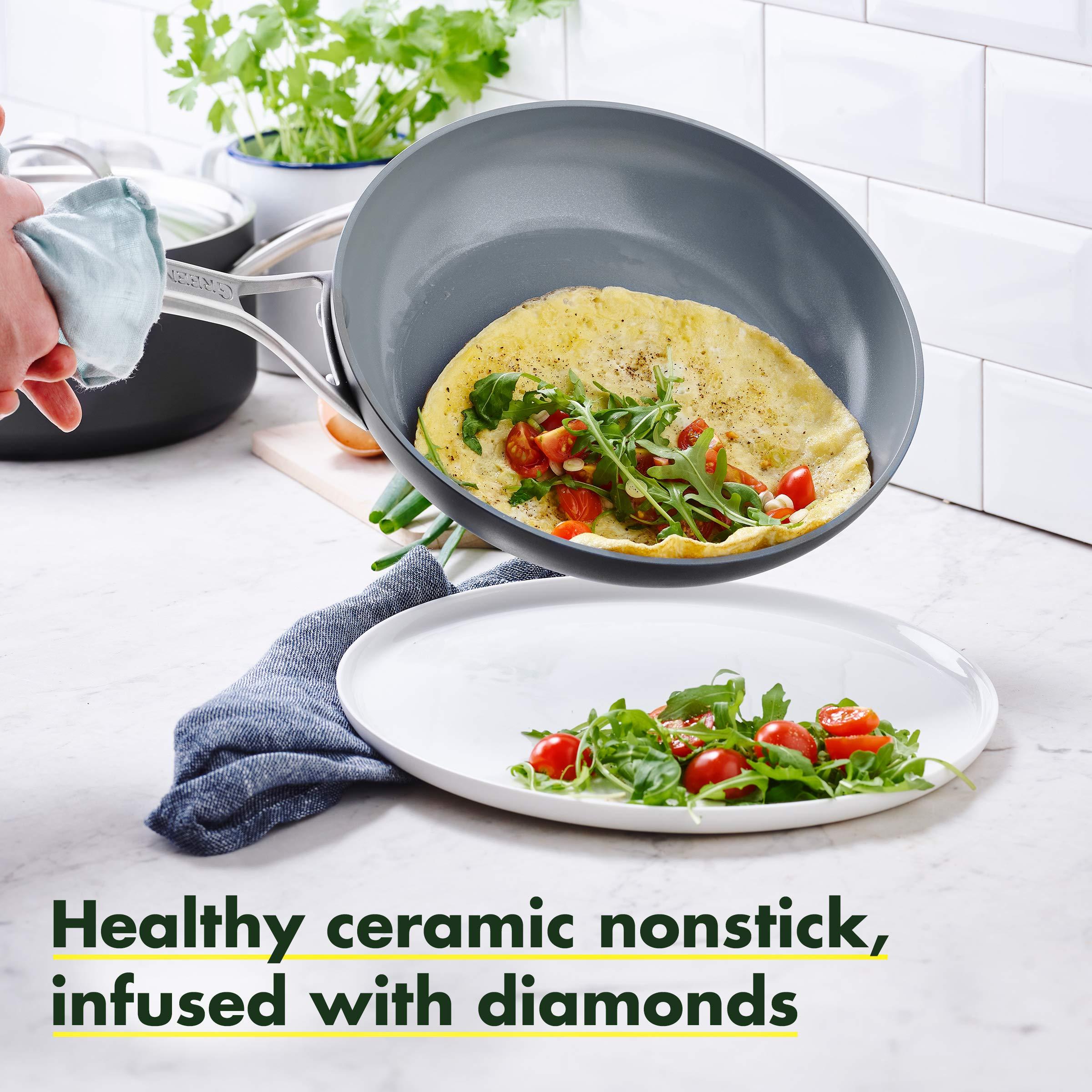 GreenPan GreenPan Valencia Pro and Paris Pro Healthy Ceramic Nonstick Frying Pan Skillet Set, 10\", 12\", and 8\", PFAS-Free
