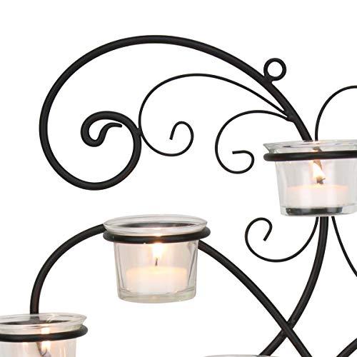 Stonebriar Stonebriar BR-CN-5387A Decorative Black Scrolled Ivy Metal Tea Light Candle Holder Hanging Wall Sconce, 7-tealight