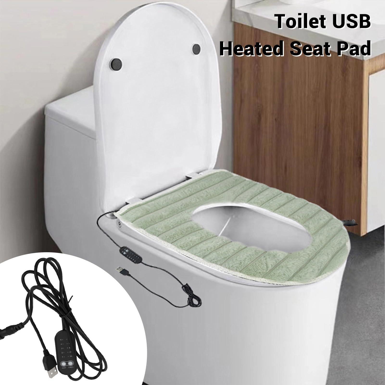 WOHPNLE WOHPNLE Warm Toilet Seat Cover, USB Powered Seat Cushion Warmer Mat Comfortable Toilet Seat Cover Washable Bathroom Warmer (Green)